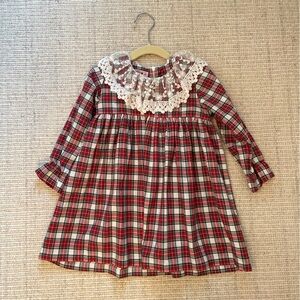 Phi Clothing Size 4 Red Plaid Dress with Lace Collar